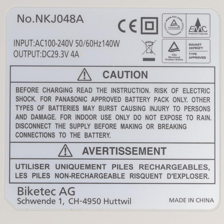 Image du produit Panasonic chargeur original 4A NKJ050B, NKJ044B, NKJ048A, NKJ050A uniquement pour batterie 26V (Chargeur de vélo électrique)