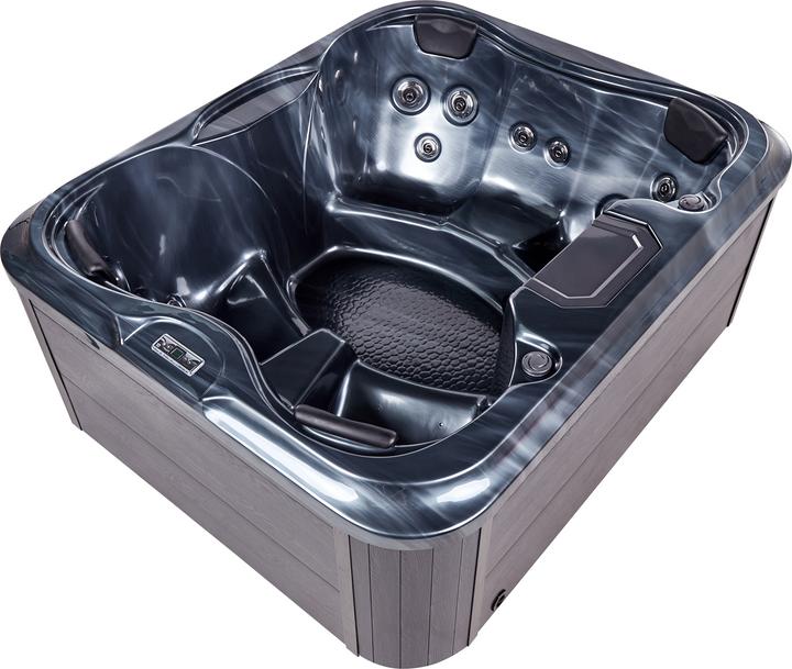 Beliani Whirlpool Outdoor grau mit LED rechteckig 180 x 215 cm ARCELIA (4 Pers.)