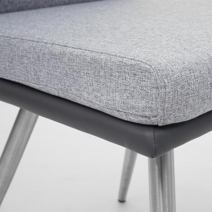 Produktbild Mendler 2x Esszimmerstuhl HWC-G54, Küchenstuhl Stuhl, Textil/Kunstleder Edelstahl gebürstet grau