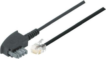 Actual product image Tecline TAE N connection cable TAE N St. / RJ11 St. (6P2C), standard assignment, black, 3.0 m For