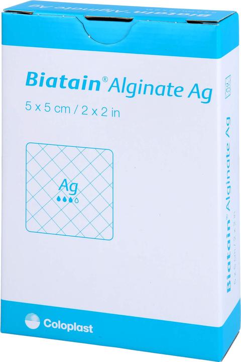Produktbild Coloplast Biatain Alginate Ag Kompressen 5x5cm mit Silber, 10 St VER
