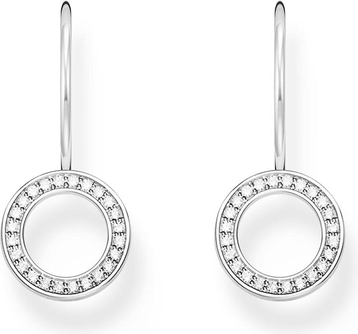 Thomas Sabo Earrings in the shape of a circle with white silver stones (925 sterling silver)
