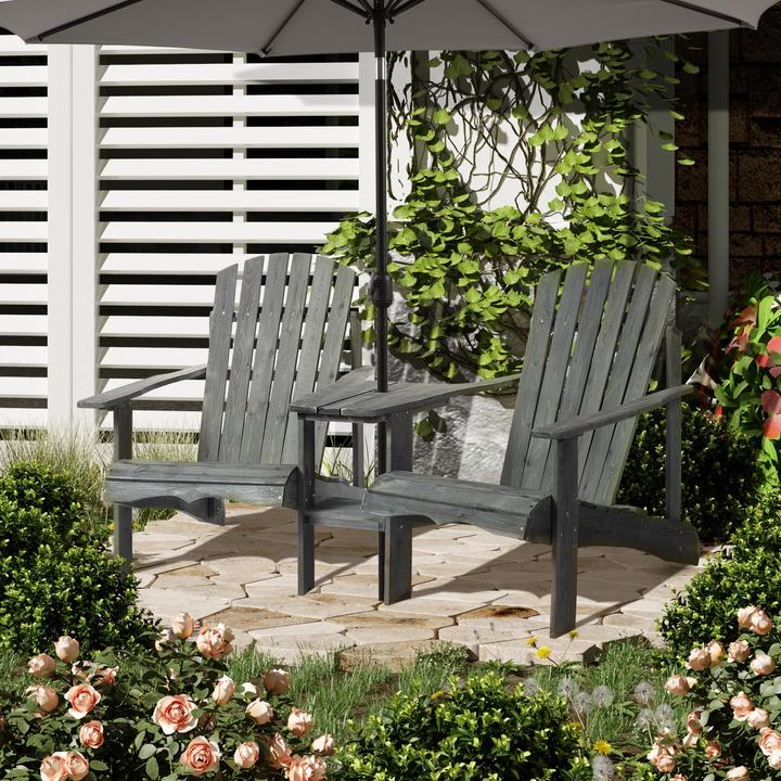 Actual product image Outsunny Garden Bench with Table and Umbrella Hole