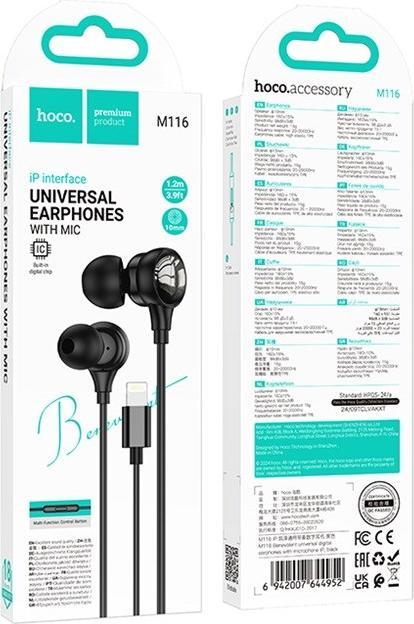 Actual product image Hoco M116 Benevolent Kabelgebundenes Headset Schwarz (Cable)