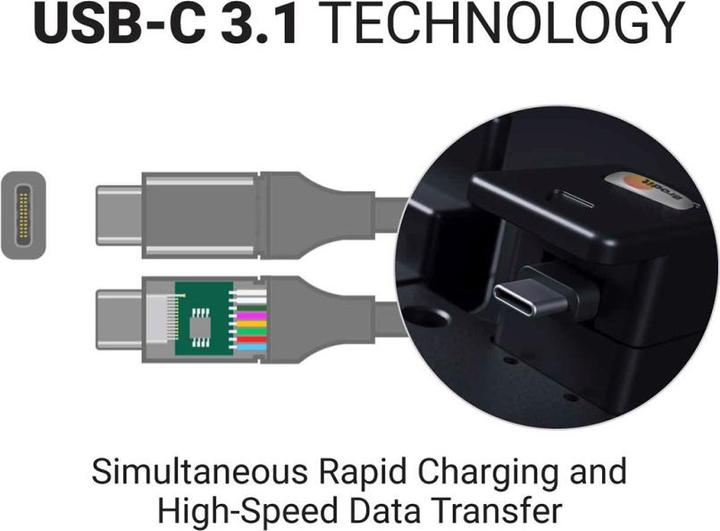 Produktbild Brodit ModTek Dock (Grundhalter) für Android / Windows Geräte, mit USB Hub (3x A + 1x C) (USB-C, 3 Ports)