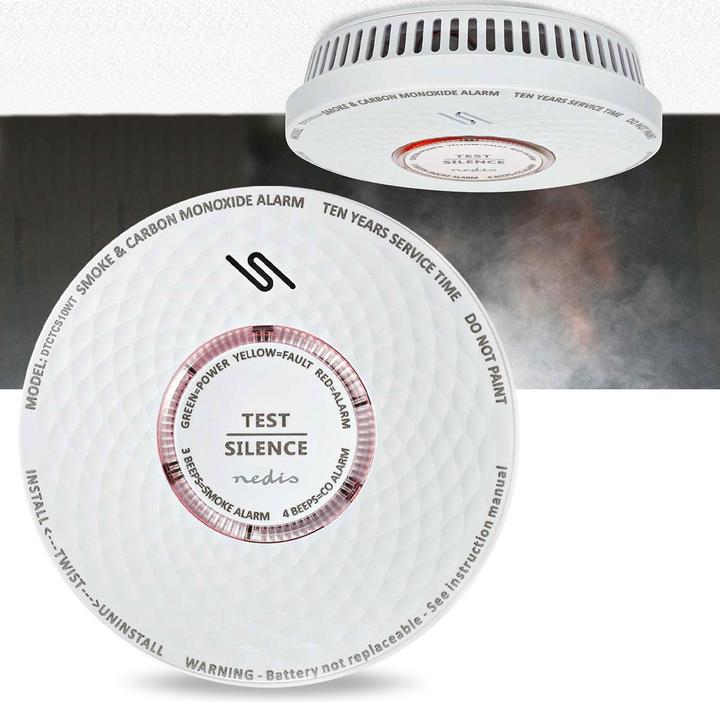 Produktbild Nedis Smoke & Kohlenmonoxid-Alarm | Batteriebetrieben | Batterie Lebensdauer bis zu: 10 Jahre | EN