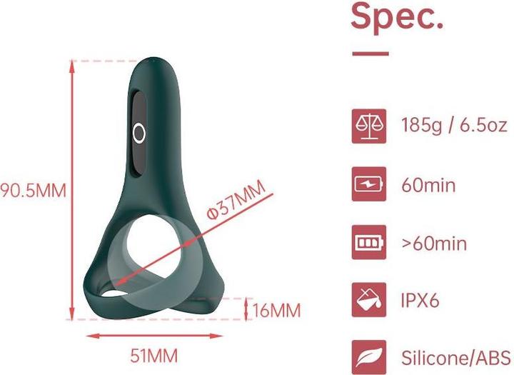 Produktbild Magic Motion Rise Smart Wearable Cockring Green (3.70 cm)