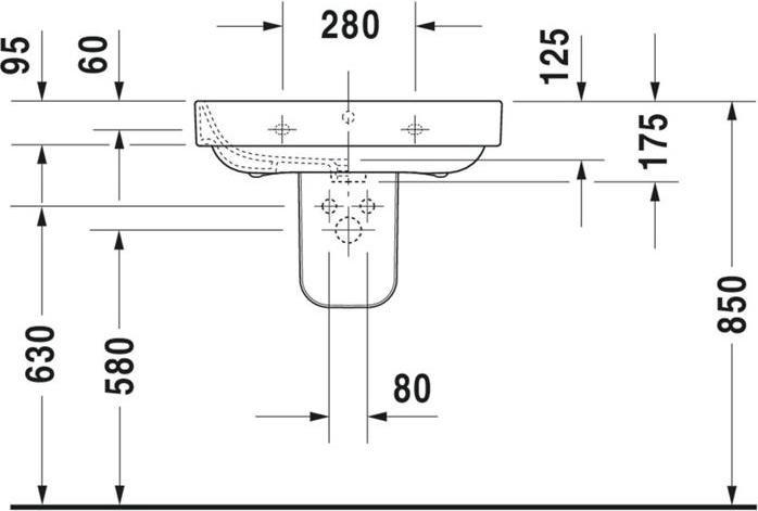 Immagine prodotto Duravit Lavabo HAPPY D.2 m ÜL HLB 650x500mm 1 foro per rubinetto bianco WG (500 mm, 650 mm)