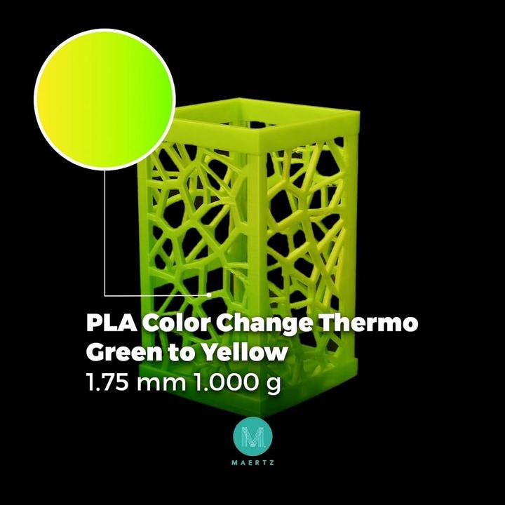 Actual product image Maertz PLA Color Change Thermo Green to Yellow 1.75 mm 1.000 g (PLA, 1.75 mm, 1000 g, Yellow, Green)