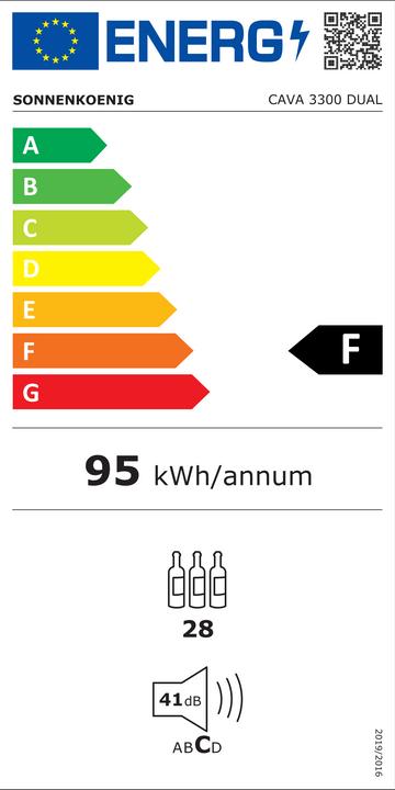Energie-Label Sonnenkönig Weinklimaschrank Cava 3300 Dual Schwarz/Silber, Rechts