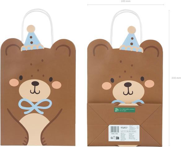 Immagine prodotto Partydeco Borsa regalo orsetto 18 x 29 x 10,5 cm, 1 pezzo (Borsa da regalo, 1 x)