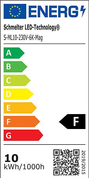 Energy Label kaiserkraft Workis 10 LED lamp with articulated arm, 10 W, 830 lm, IP65, 6000 K, daylight (830 lm)