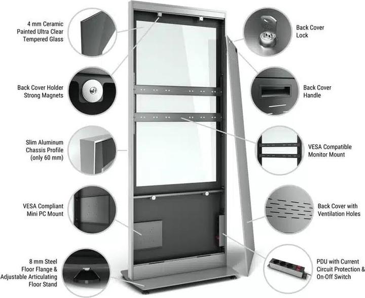 Produktbild DSS Indoor Stele Portrait, 49" Bildschirm, 4mm Glas