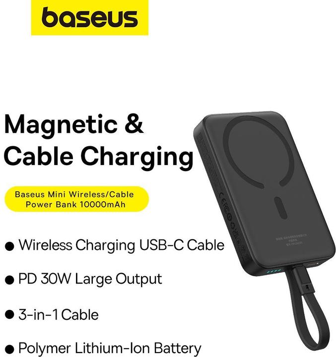 Produktbild Baseus Magnetic Mini Charger (10000 mAh, 30 W, 37 Wh)