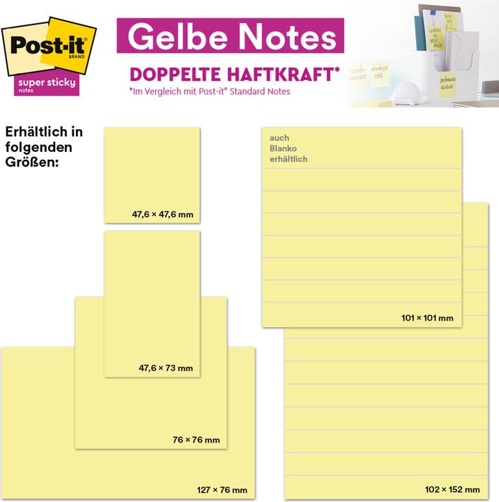 Image du produit Post-it Papillons adhésifs Standard 657 jaune 12 blocs (9 x 8 x 13 cm)