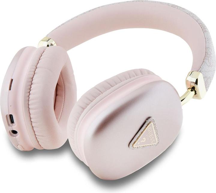 Immagine prodotto Guess Cuffia stereo Bluetooth in pelle PU 4G Triangolo Logo Rosa (32 h, Senza fili)