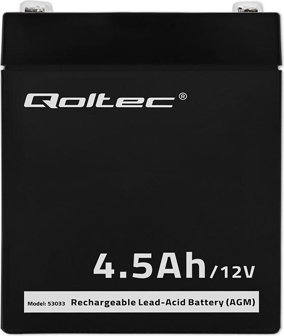 Produktbild Qoltec 53033 vehicle battery AGM (Absorbed Glass Mat) 4.5 Ah Motorcycle (12 V, 4.50 Ah)