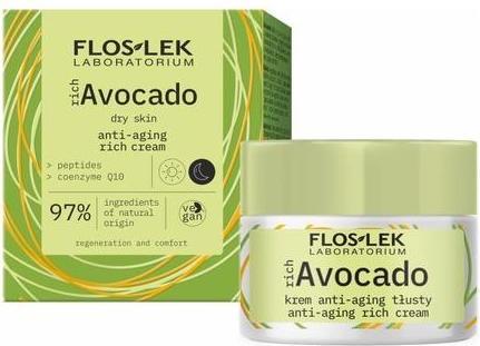 Actual product image Floslek Fos-lok rich avocado anti-ageing fat for day and night, 50 ml (50 ml, Day cream, Night cream)