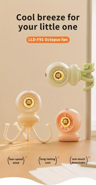 Image du produit PhoneLook Ventilateur portable look bébé enfant avec trépied flexible pour voiture / voyage / poussette