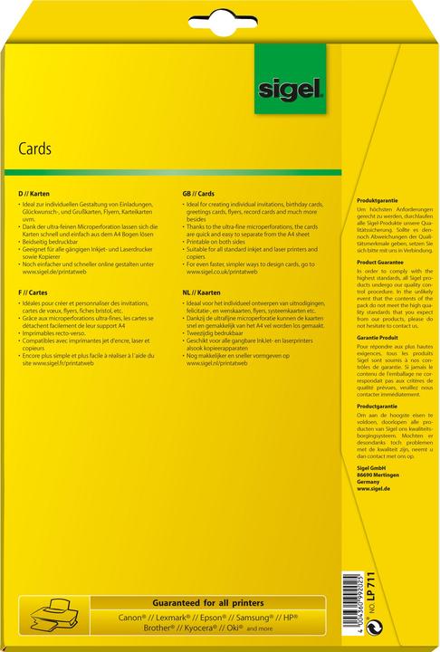Image du produit Sigel Cartes postales (185 g/m², 20 x, A6)