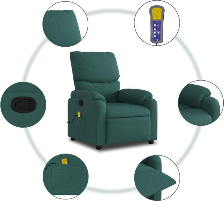 Image du produit VidaXL Fauteuil de massage vert foncé Tissu,Couleur : vert foncé,Matériaux