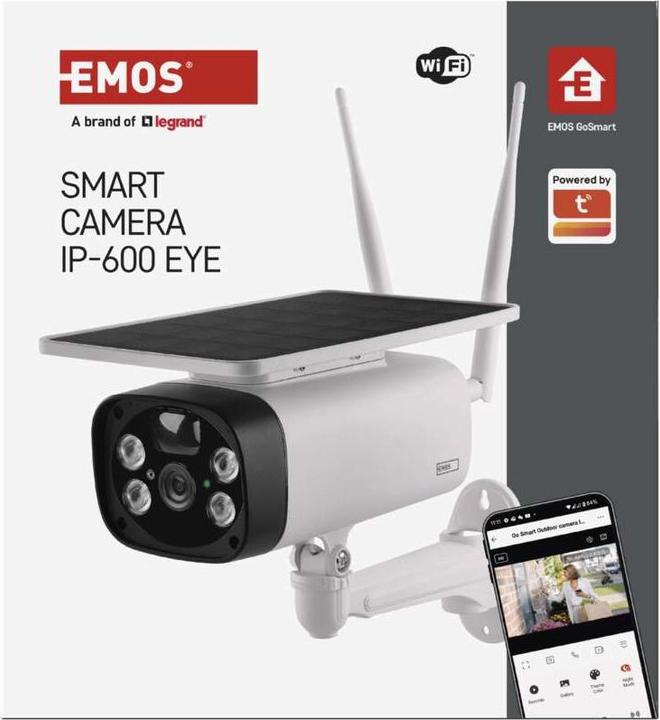 Produktbild Emos GoSmart Outdoor IP Kamera mit WiFi und Solarpanel IP-600 EYE, batteriebetrieben (1920 x 1080 Pixels)