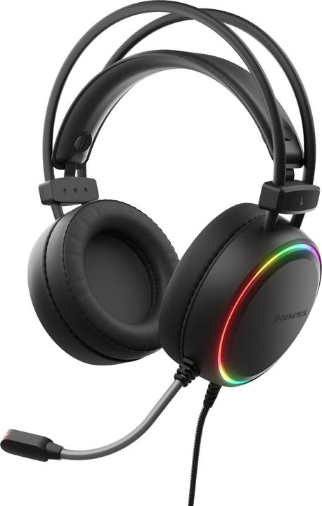 Actual product image Genesis Słuchawki SŁUCHAWKI NAUSZNE NEON 613 RGB Z MIKROFONEM PODŚWIETLENIE CZARNE (Cable)