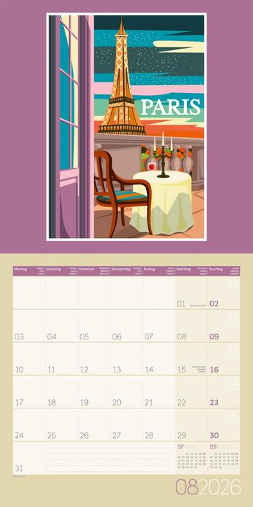 Image du produit Vintage Voyage - Reiseposter - Kalender 2026 - 30x30 (30 x 30 cm, Couverture rigide, Allemand, Français, Anglais)