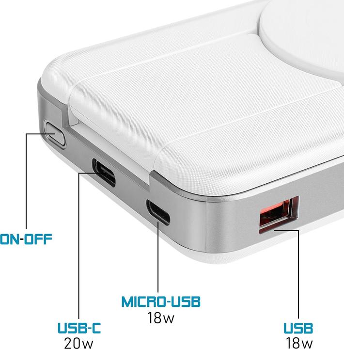 Immagine prodotto Forever power bank wireless MATB-300 10000 mAh 3in1 bianco (10000 mAh, 15 W)