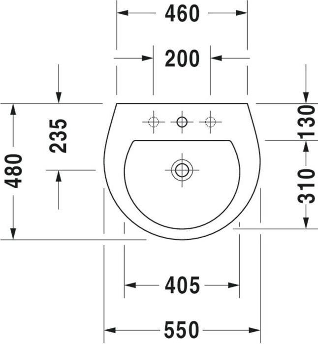 Actual product image Duravit Washbasin DARLING NEW m ÜL HLB 1 tap hole 550x480mm white (480 mm, 550 mm)
