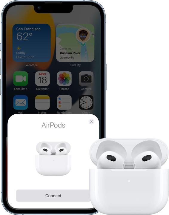 Image du produit Apple AirPods (3rd Gen.) Lightning Case (pas de réduction du bruit, 6 h, Sans fil)
