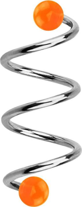 Produktbild Star Piercing Micro Spirale silber mit zwei Kugeln orange transparent (ohne Messing, Chirurgenstahl 316L)