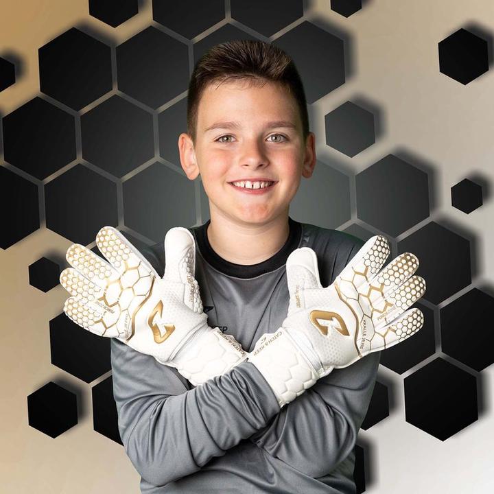 Produktbild Catch & Keep Fussballhandschuhe Kralle Junior Pro 3.0 Gr. 3 Golden Torwart Keeper Goalie Handschuhe (3)
