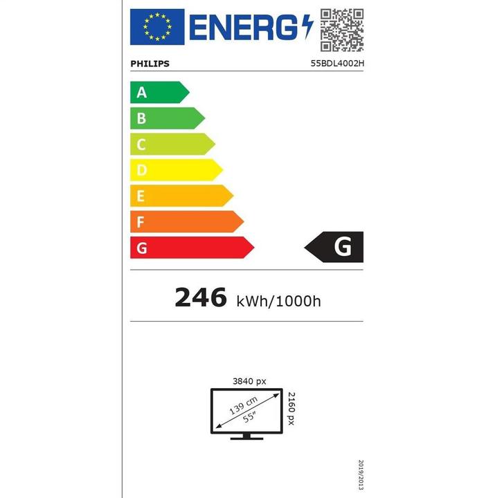 Energie-Label Philips Signage Solution H-Line 55BDL4002H (1920 x 1080 Pixel, 55")