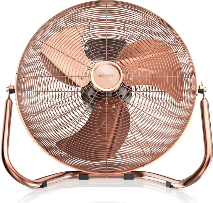 Brandson Windmaschine 53,5 cm Ø, Retro Bodenventilator 200W neigbar, Tragegriff, hoher Luftdurchsatz, Kupfer (67 dB)