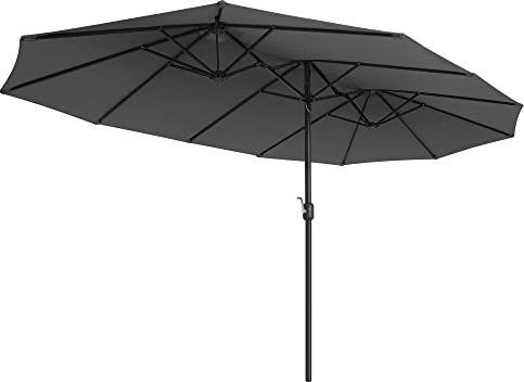 Produktbild Songmics Sonnenschirm gross 460 x 270 cm Grau (2.70 m)