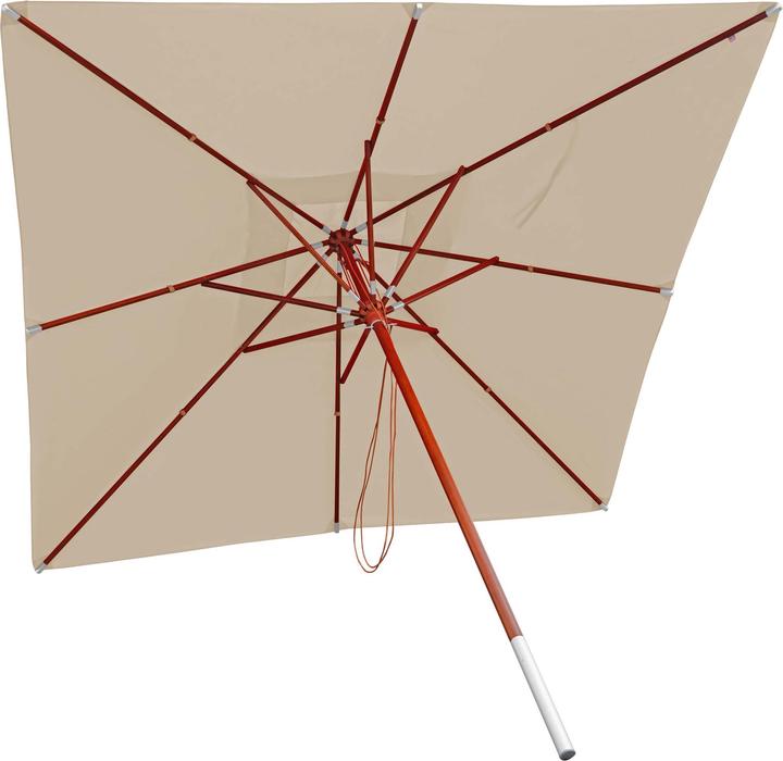 Actual product image Swisshandel24 Gastronomy wooden parasol, garden parasol, polyester/wood 14kg, square 3x3m rope pull shockproof - c (3 m)