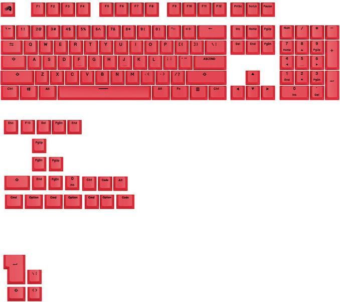 Produktbild Glorious GPBT Basics Keycaps, ANSI Layout (US), PBT, Dye-Sub - Revive Red