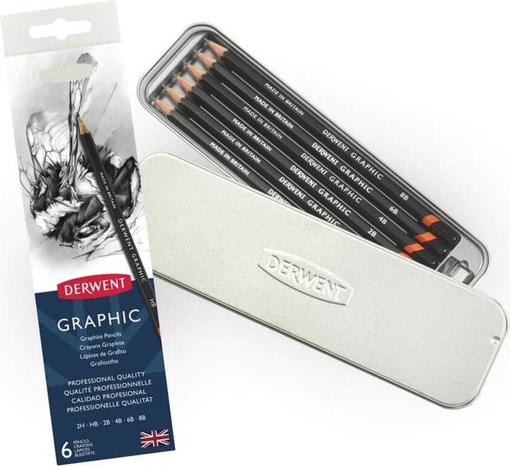Produktbild Derwent Stifteset Graphic 6er (2H, 6B, 2B, 4B, HB, 8B, 6 x)