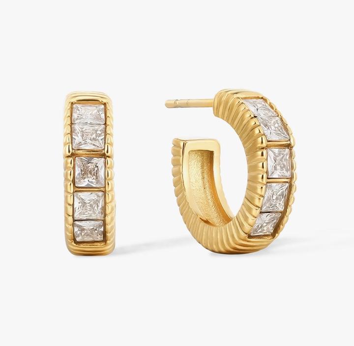 Immagine prodotto Sensora Jewelry Orecchini a cerchio brillanti (Acciaio inossidabile)