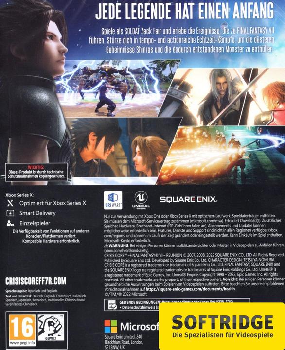 Actual product image Square Enix Crisis Core Final Fantasy VII Reunion (Xbox Series X, Xbox One S, DE)