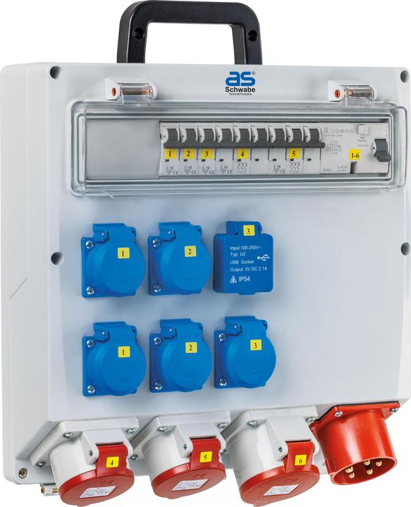 Produktbild As - Schwabe Wandverteiler mit Anbaustecker (10 x, USB, CEE, CEE 7/3)