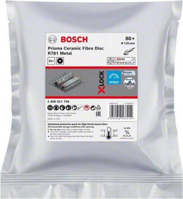 Produktbild Bosch Professional Zubehör EXPERT R781 Prisma Ceramic X-LOCK Fiberscheibe, 125 mm, 22,23 mm, G 80 (80)