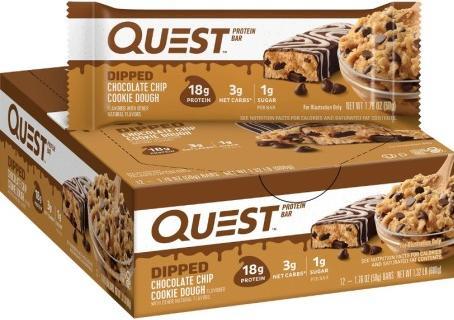 Quest Nutrition Quest Bars Dipped, 12 x 50g Bars, Chocolate Chip Cookie Dough (Chocolate Chip Cookie Dough, 1 pcs., 600 g)