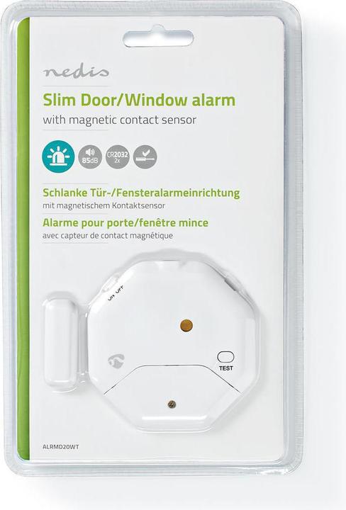 Actual product image Nedis Doorstep Window Alarm Magnetic Sensor Battery Powered 2X CR2032 85 dB White