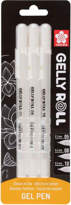 Actual product image Sakura Gelly Roll set Bright White | 3 pens, size 05-08-10 (White, 3 x)