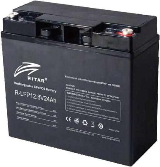 Ritar LiFePO4 Batterie 12,8V 24Ah (12.80 V, 24 Ah)