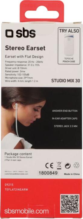 Actual product image SBS In-ear stereo earset Studio Mix 30 (Cable)