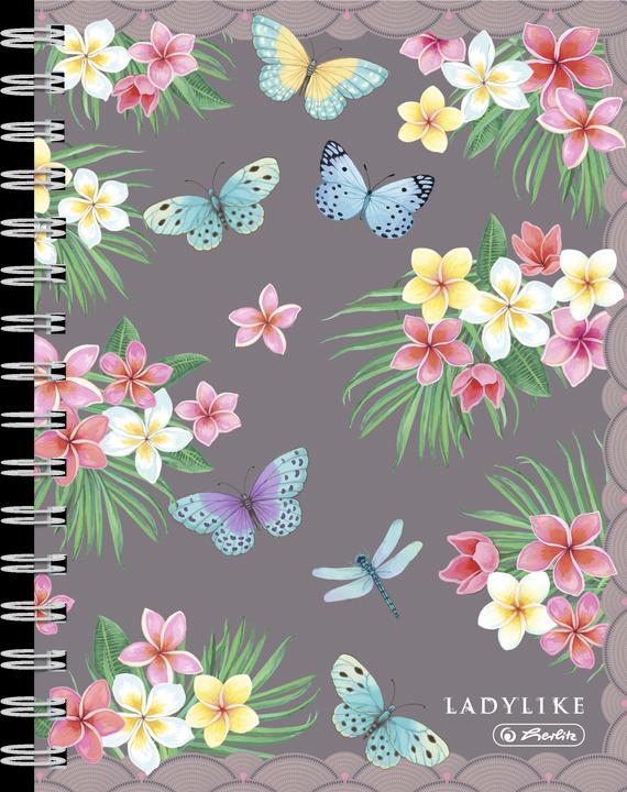 Actual product image Herlitz Exercise book Ladylike Butterflies A5, 100 sheets (A5, Checked, Hardcover)
