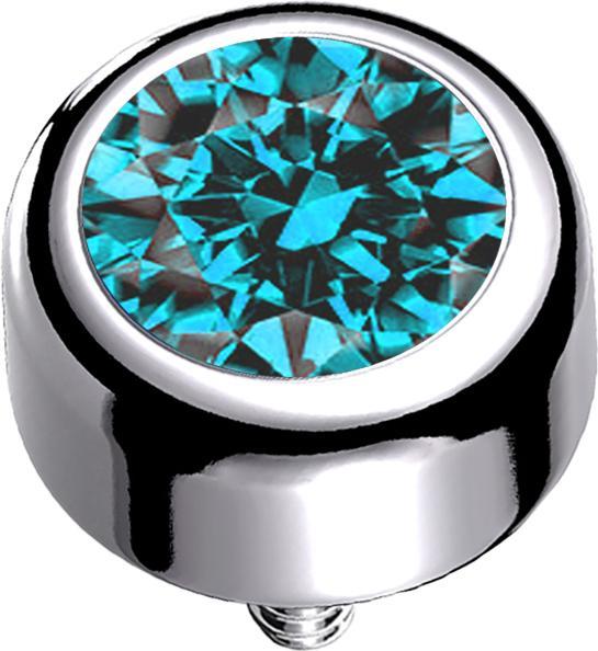 Immagine prodotto Star Piercing Cilindro di ancoraggio dermico in argento con cristallo color acqua (Titanio G23, senza ottone)